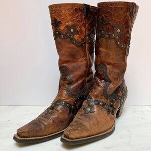 Ariat Western Studded Snip Toe Cowgirl Boots Size 8B